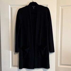 Eileen Fisher Cashmere Black Open Front Cardigan with pockets